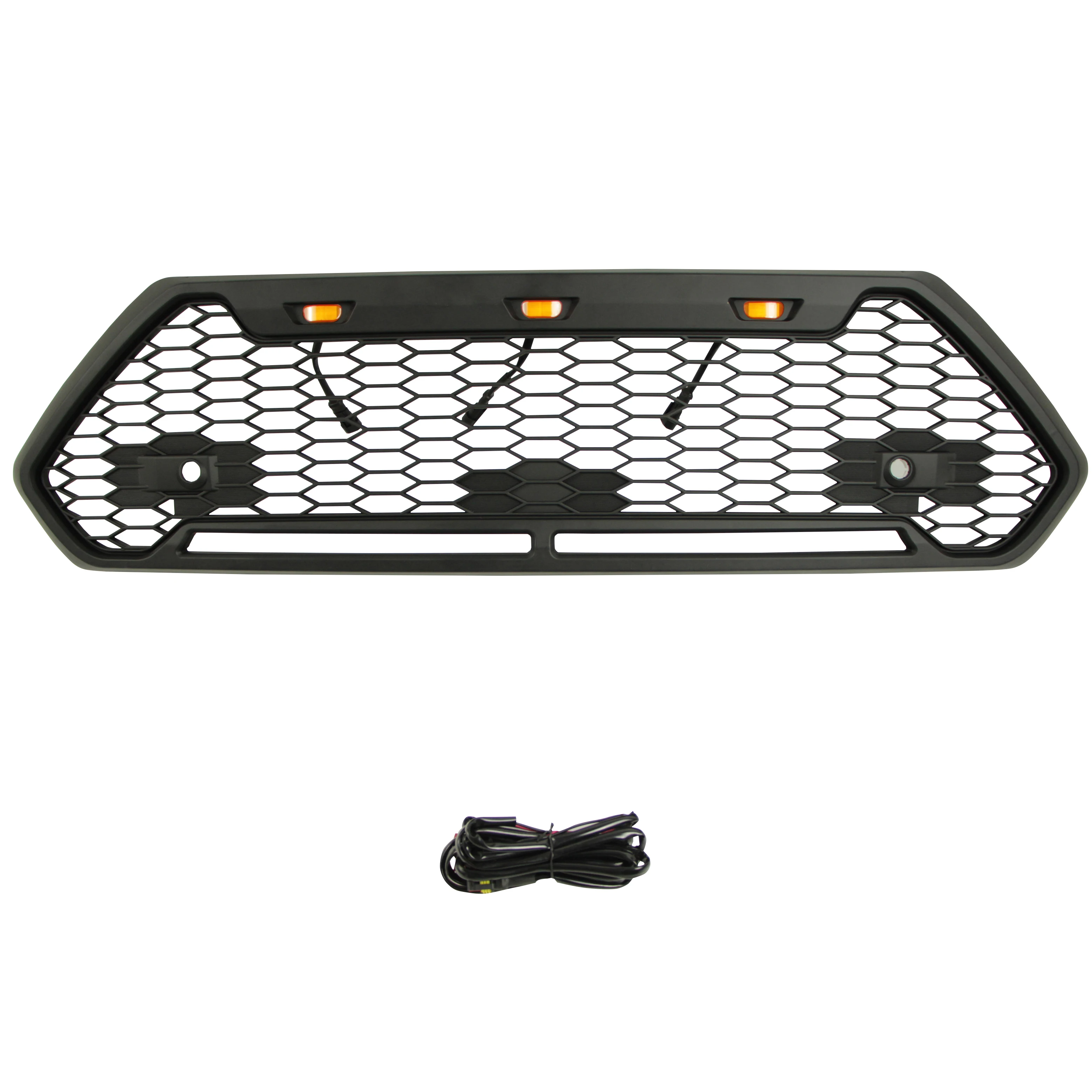 product 2020 car parts new style honeycomb front grille with amber light fit for toyota rav4-56