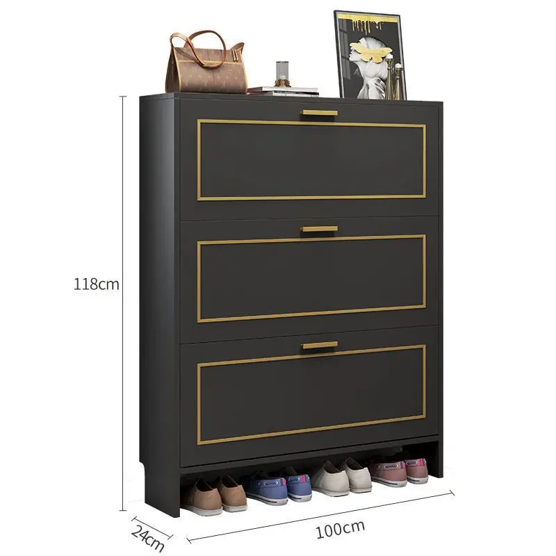 Modern Simple Living Room Furniture Wall Mounted 3 Layers Organizer Wooden Shoe Cabinet for Shoe Storage