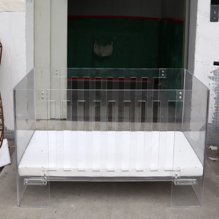 Knock Down Transparent Baby Bed Disassembly Acrylic Crib Clear Baby Bed