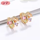 Charm Earrings Cz Earrings Wholesale 18K Gold Brass Jewelry Charm Multicolor Cz Mini Hoops Butterfly Huggie Earrings