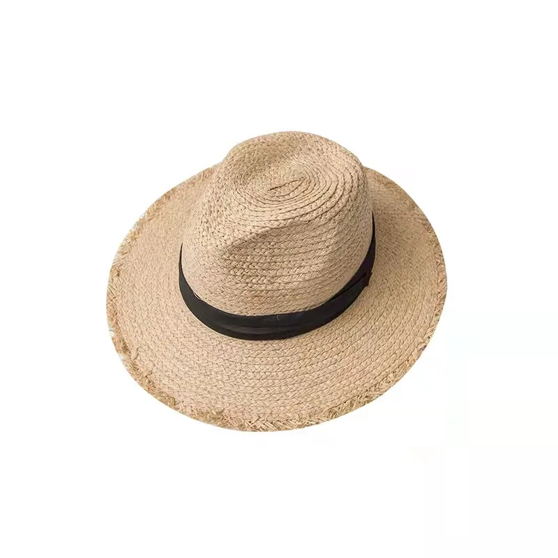 mens straw hat with frayed edges