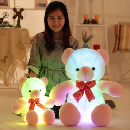 Colorful Led Teddy Bear Luminous Plush Toys Glowing Bear Stuffed Animals Dolls Night Light Cute Bear Plush Toys For Kids