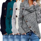 Sweater 2021 New Fashion Women's Sweater Winter Ladies Heather Buttoned Wrap Turtleneck Women Sweater