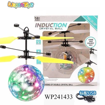 in stock flashing mini crystal flying ball plastic drone helicopter induction mini drones toys