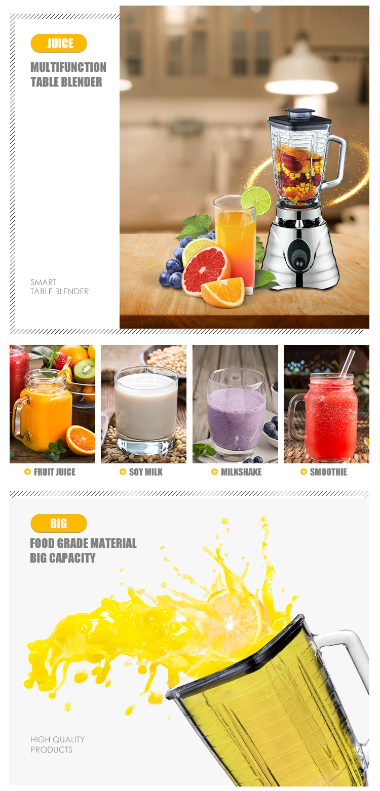 Licuadora comercial de hielo para batidos de batidora de alimentos de 1,5 l con vaso pequeño de plástico