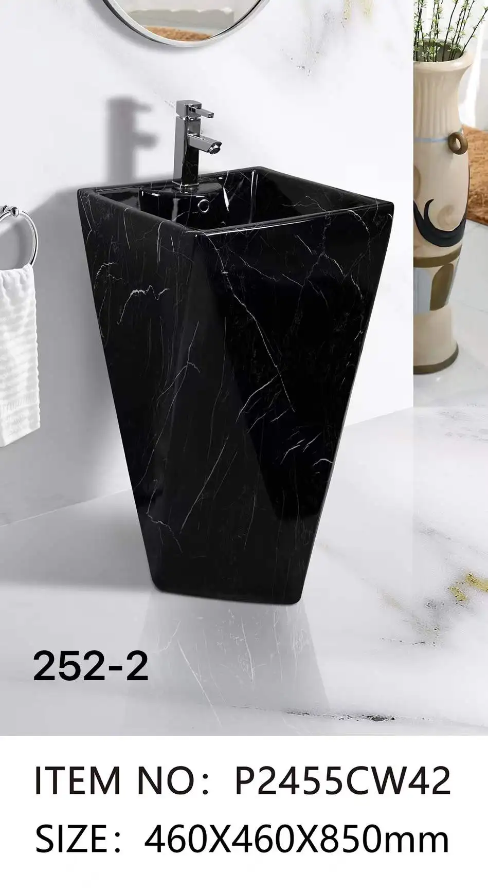 Marble Stone Sink Bathroom Ceramic Counter Top Hand Wash Pedestal Art Basin manufacture