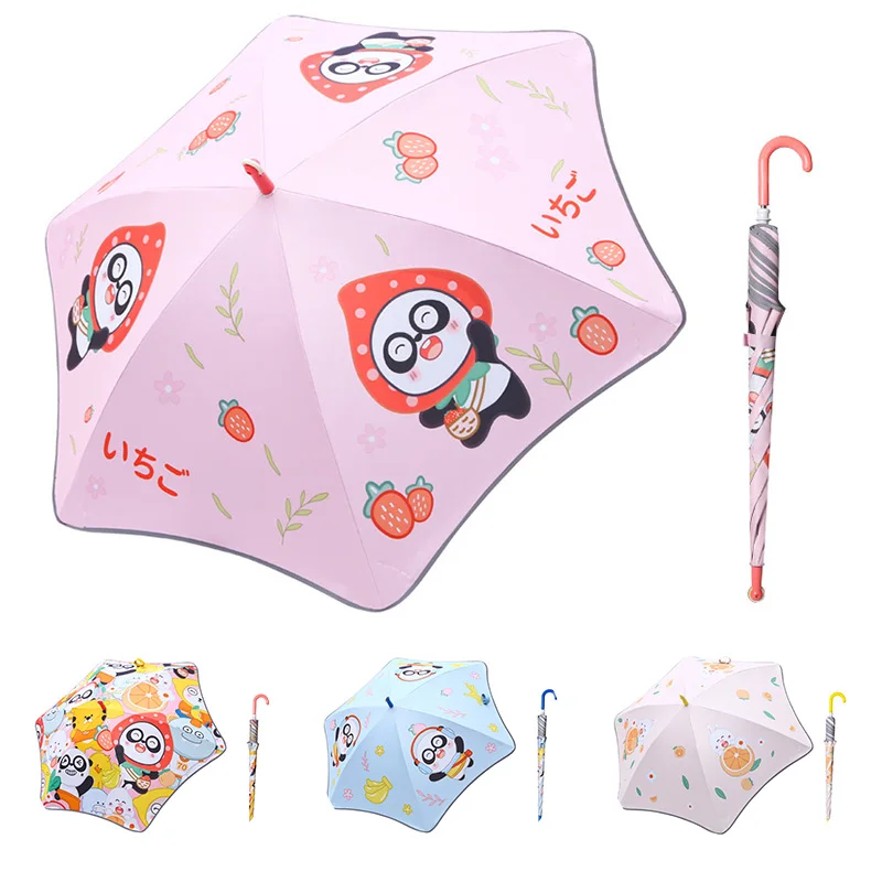 factory custom umbrella cute kindergarten lightweight long handle safety round corner school sun kids umbrella