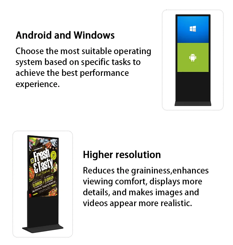 55 Inch Free Sample Available Ultra Thin Totem Display Touch Screen Kiosk Advertising Player LCD Floor Standing Digital Signage details