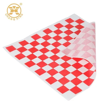 Fast delivery Red and White Checkered Grease Resistant Basket Liners Deli Paper 12 by 12 on stock Wrapping Paper