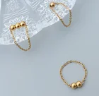Prong Setting OEM Custom Women Prong Setting 18K Gold Plated Round Beads Stainless Steel Rings