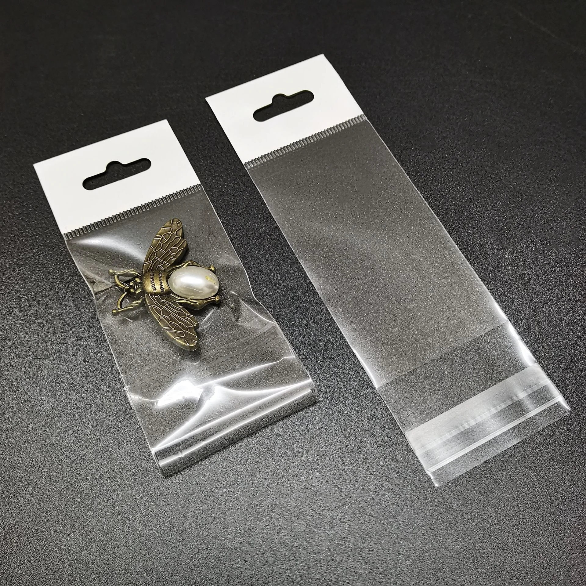 Customized OPP White Top Card Head Transparent Film Hanging Hole Self Sealing Bag