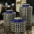 Decorative Table Decoration Nordic Style Blue Decorative Storage Tank Ceramic Table Jars