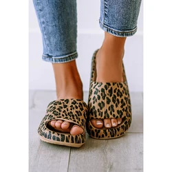 Dear-Lover New Design Wholesale Ladies Home Slippers Leopard Print Thick Sole Slip On Summer Slippers For Women