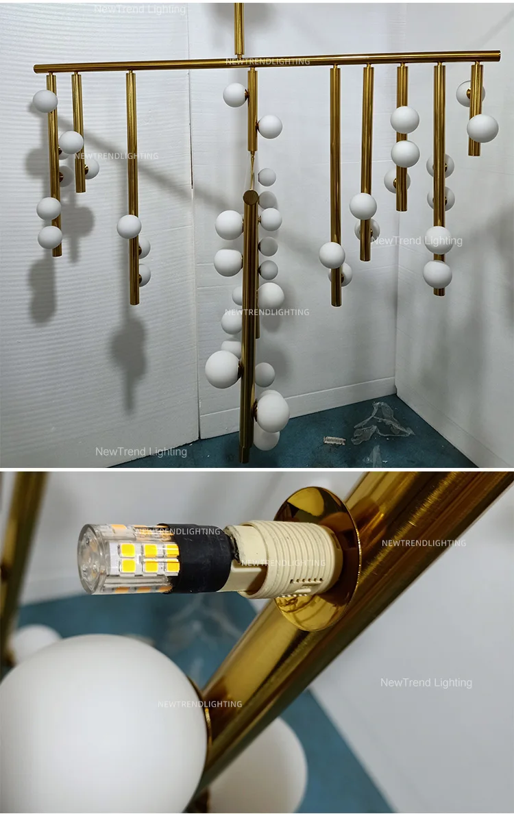 CPL-324 Modern Indoor Decoration Pendant Light Chandelier Villa Staircase Frame Glass Sphere LED Chandelier manufacture