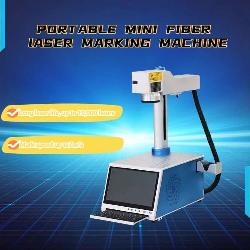 Portable 20W Fiber Laser Marking Machine with Computer Raycus MAX Laser Source For Metal Plastic Leather Pen Ring Laser Engraver