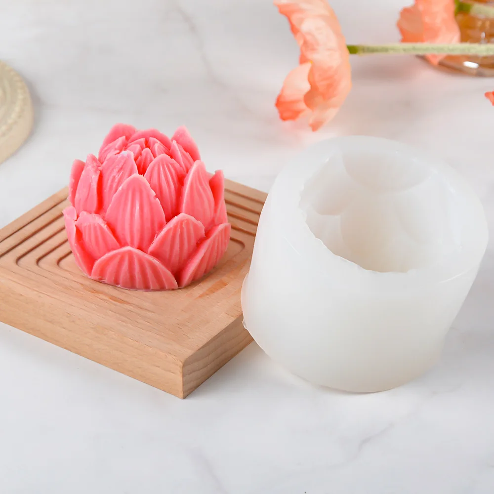 Hot Sales 3D Lotus Flower Shape Silicone Mold Sustainable Cake Tools for Soap and Candle Making