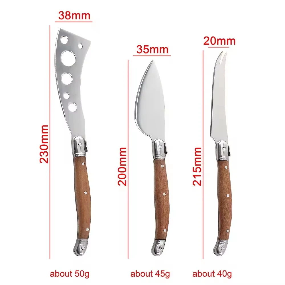 New Product Ideas 2024 Stainless Steel Cheese Tools 3 PACK Cheese Knife Set Wooden Handle Kitchen Accessories