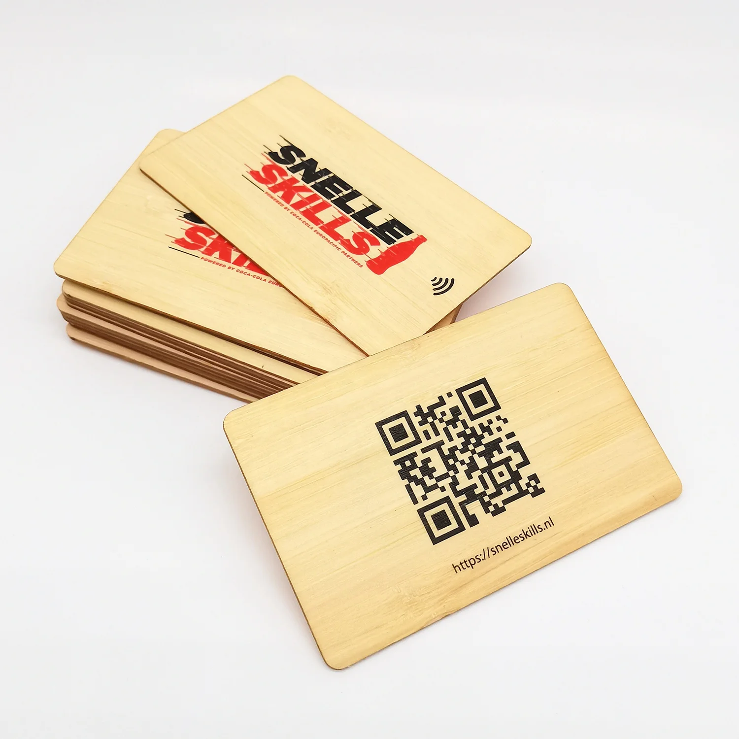 Bamboo wood NFC card with Unique QR code printing.jpg