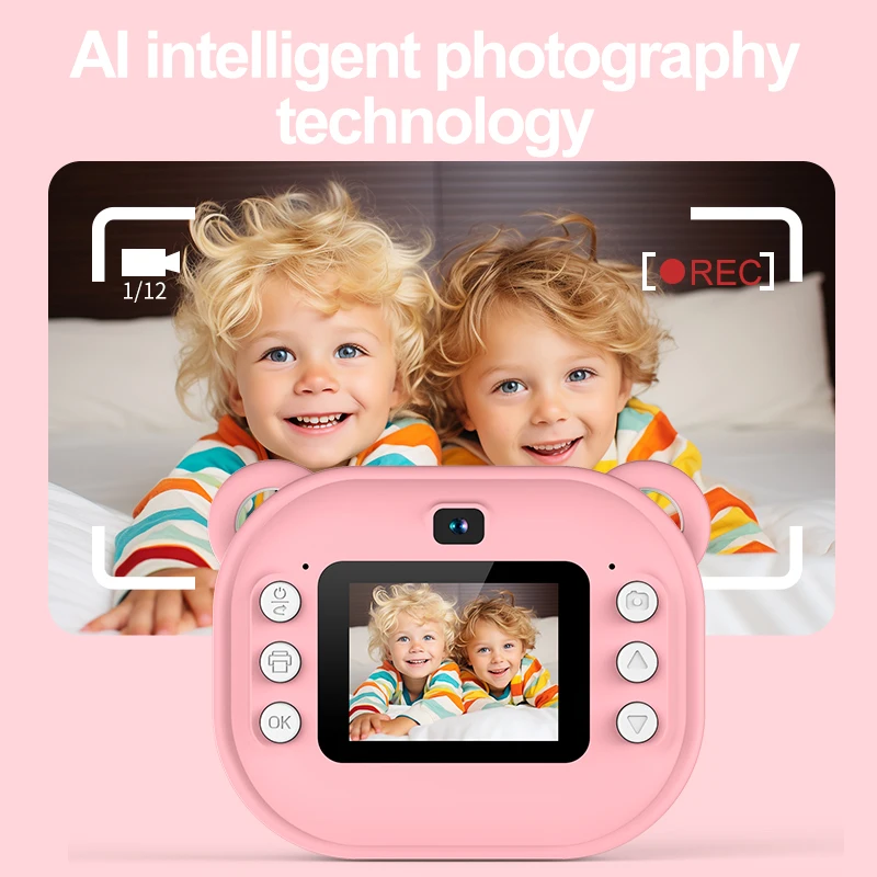 Factory Instant Kids Camera Printer HD Thermal Photo Selfie Video Digital Inkless Printer Instant mini impresora