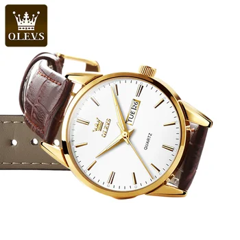 OLEVS Men's Wrist Watches Simple Luxury Analog Quartz Calendar Date Gift Waterproof Luminous Quartz Men Watch