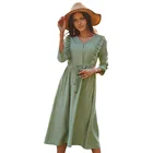 Clothing Wholesale New Women's Clothing Casual Vacation Style Pure Color Leisure Holiday Dress Midi Dress