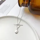 Oval Hainon Wholesale S925 Silver Geometric Oval Necklace Simple Design Sense 2021 New Clavicle Chain Female