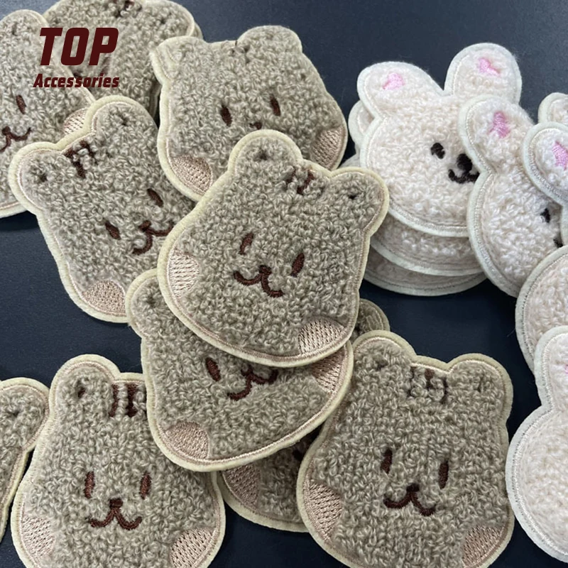 Wholesale Cartoon Chenille Rabbit Bear Sequins Patches for Baby Clothes