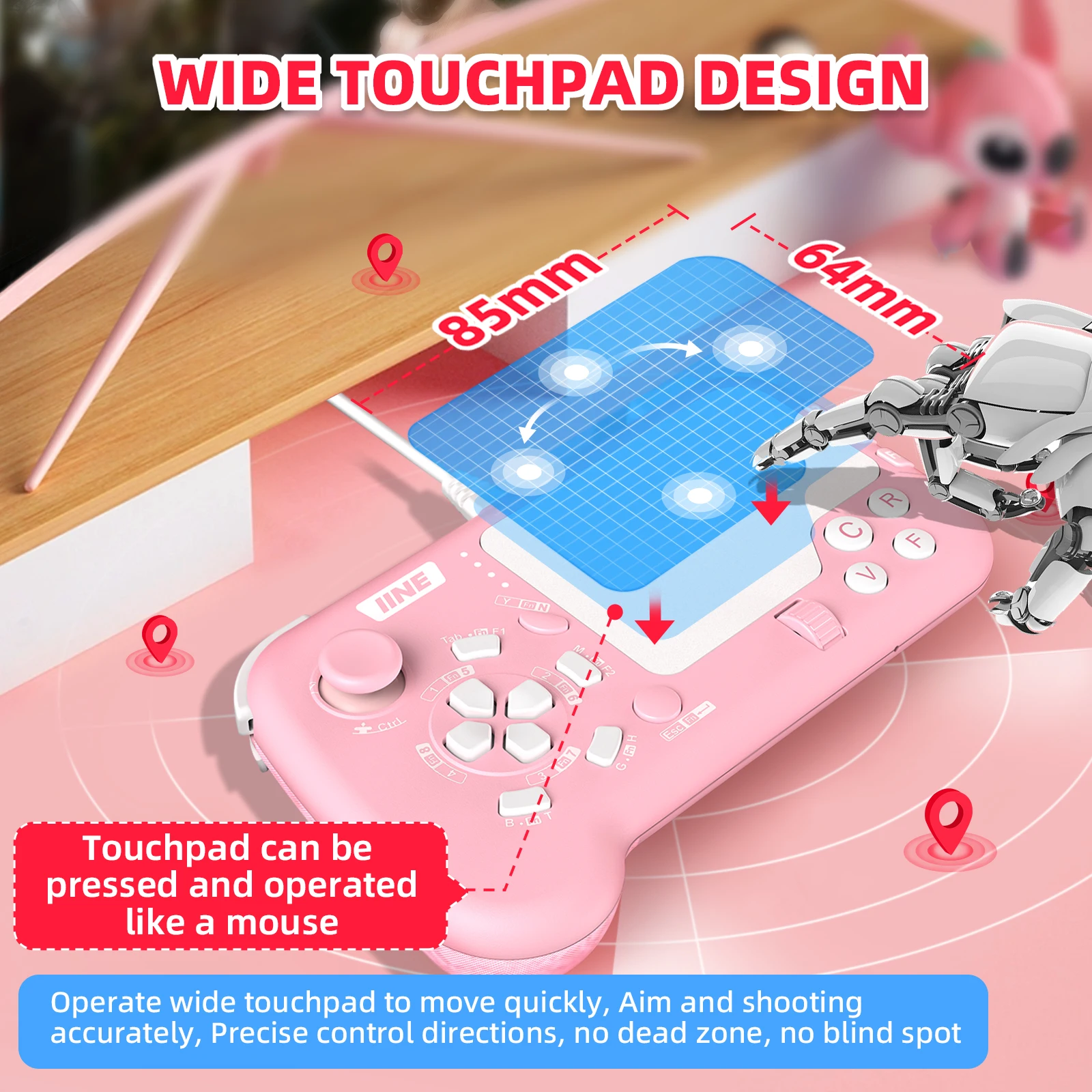 Keyboard And Mouse Combo Set With Touchpad Mousepad Pro Controller