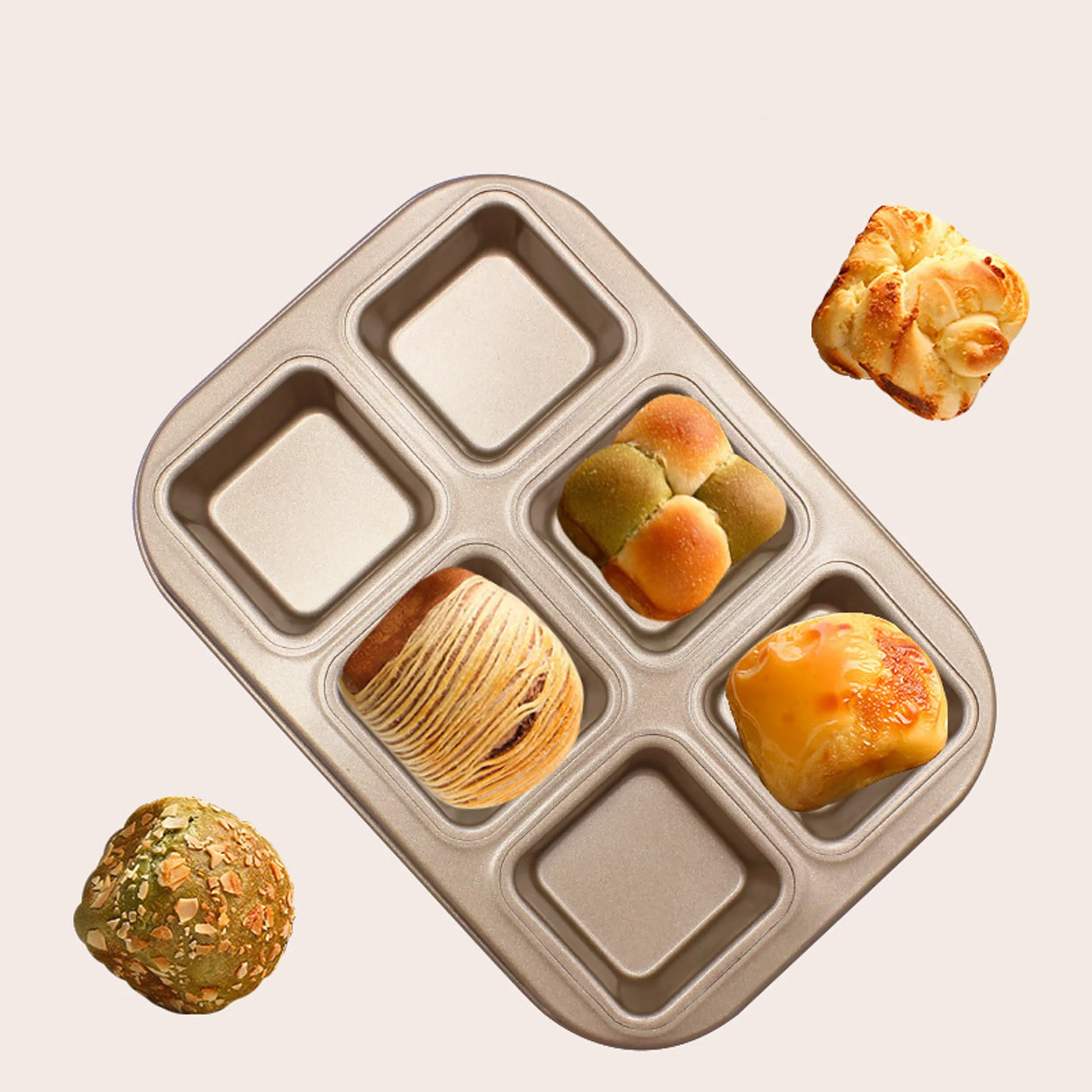 Hot Selling 6 Cavity Non Stick Carbon Steel Mini Loaf Pan For Diy Rectangle Baking Mold Cake Pan Mold Aluminum alloy cake molds