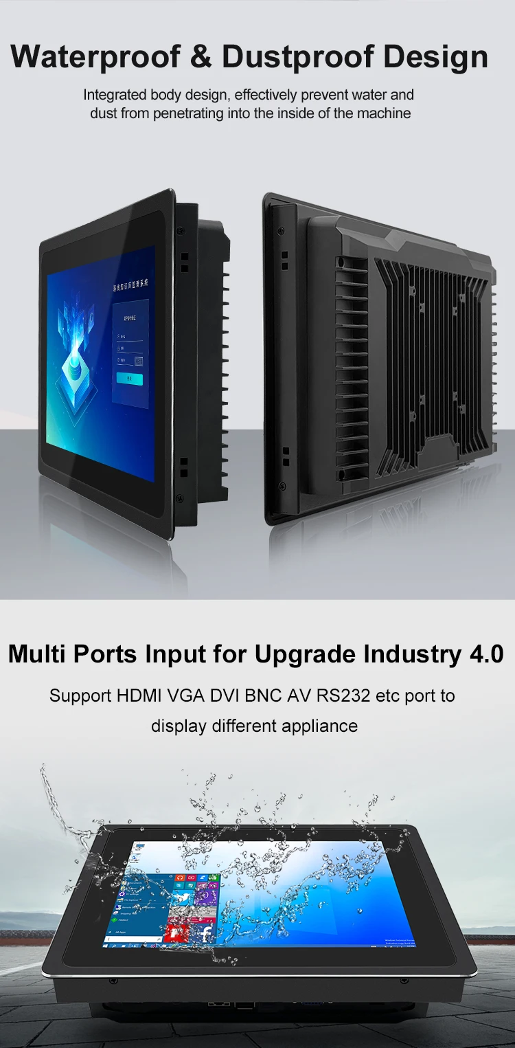 13.3 Inch Industrial Touchscreen VGA/USB/DVI Embedded True Flat Monitor IPS1920*1080 Capacitive Touch Screen Monitor