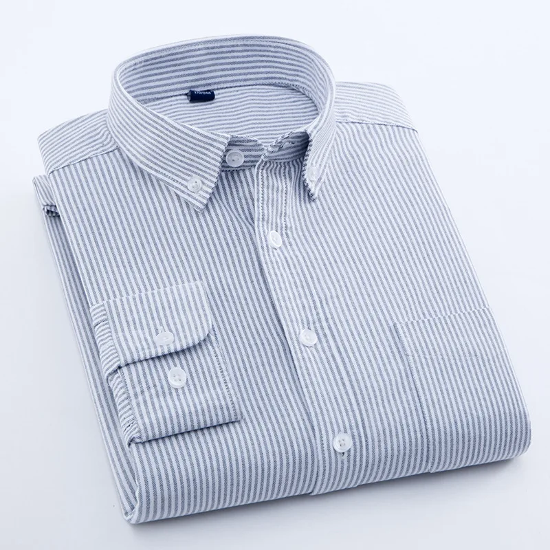 Custom Your Own Brand Plain Oxford Short Sleeve Quick-Drying Breathable Button Up Stripe Shirts Men