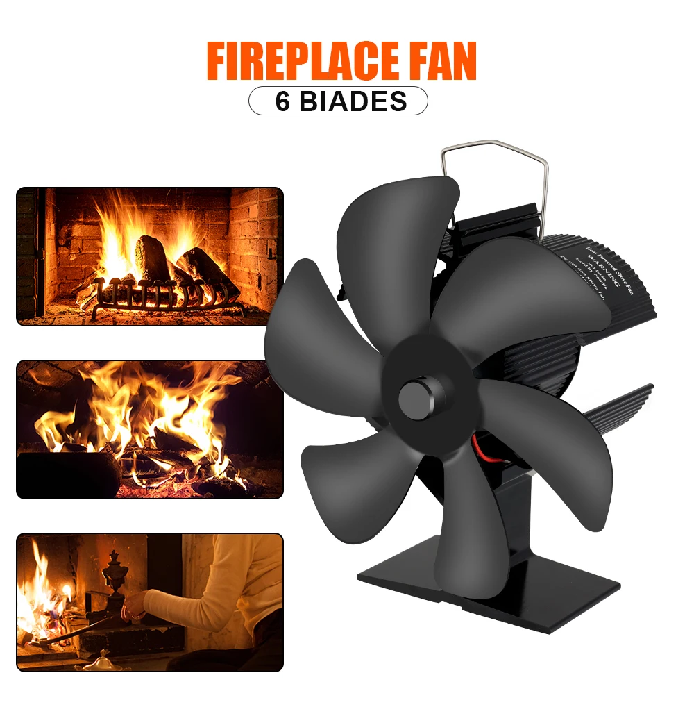 6 Blade Fireplace Heat Distribution Stove Fan Log Burner Ecofan Thermal