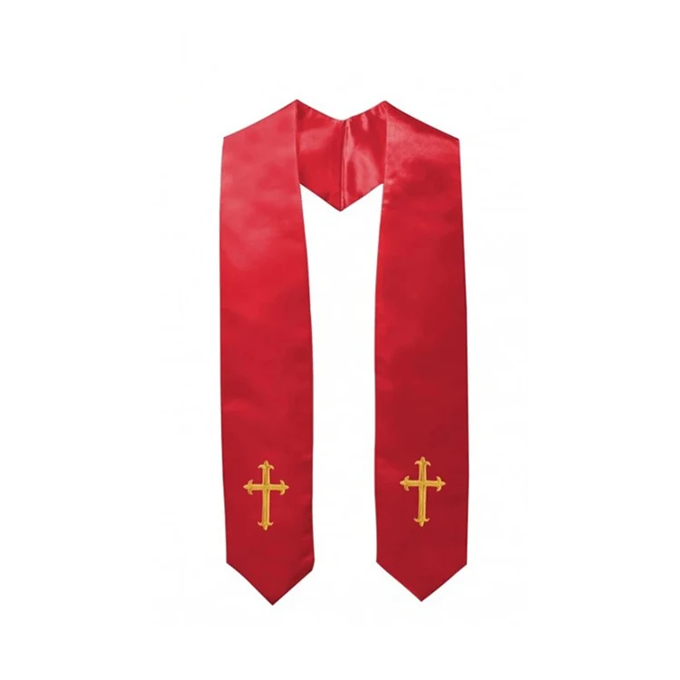 Wholesale Custom Satin Choir Stole Embroidered Cross Logo Church Traditional Choir Stole details