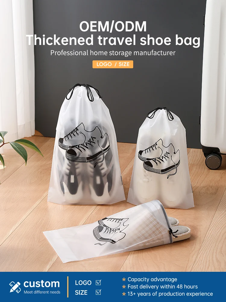 Hot Selling Translucent Drawstring Shoe Bag Under Bed Travel Storage Hiking Bag Organizer Dust Bag for Shoes