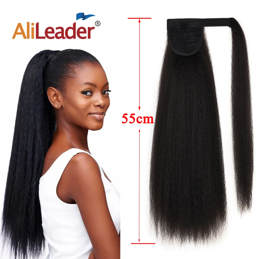 Alileader Long Kinky Straight Synthetic Ponytail Hair Extensions Clip In  Ponytail Hair Pieces Yaki Wrap Around Ponytails - Buy Kinky Straight  Ponytail,Synthetic Ponytail Hair Extension,Wrap Round Hairpiece Syntheitc  Ponytail Hair Extensions Product
