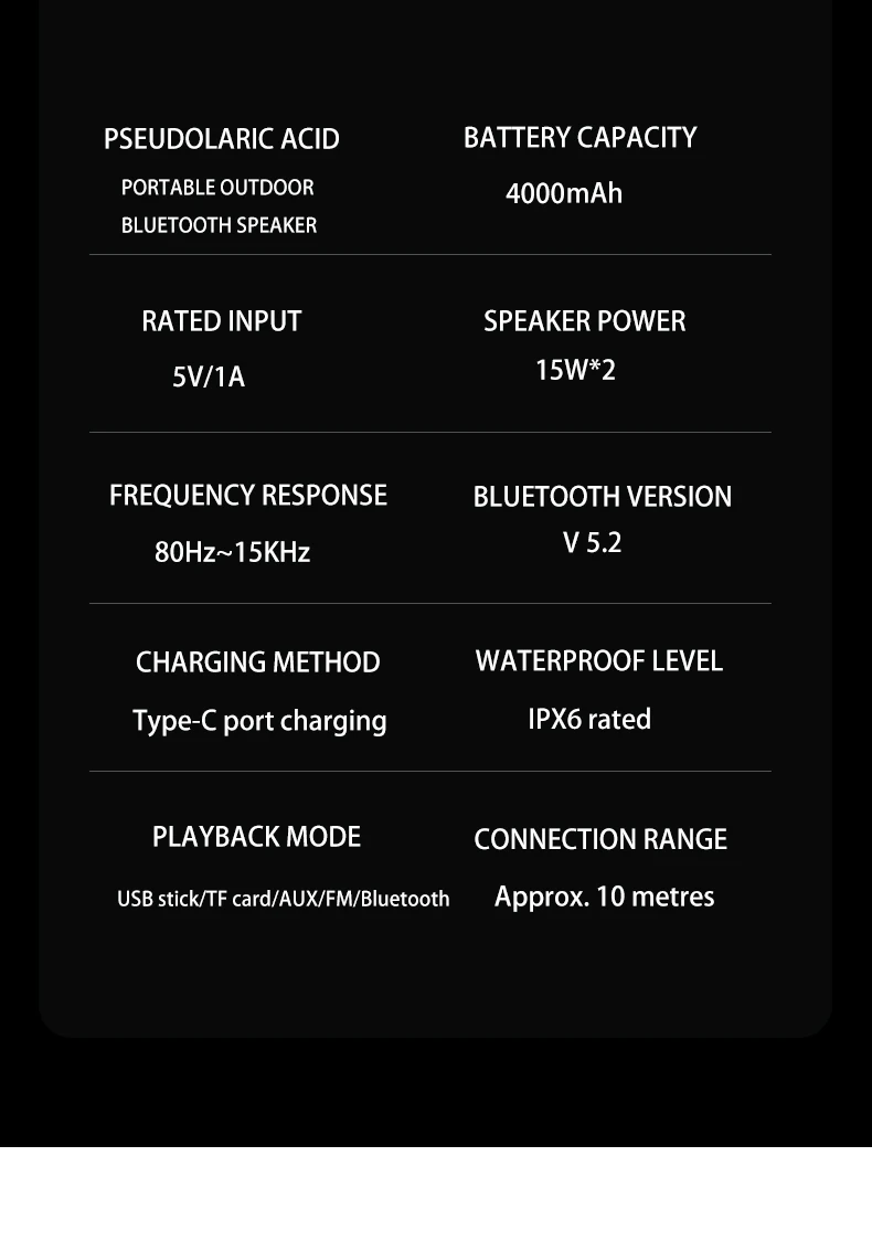 Outdoor 30W 4000mAh Portable with Hand Strap RGB Light Speaker Waterproof Wireless Bluetooth Heavy Loud Bass Audio Speaker