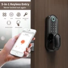 Wooden Door Lock Amazon Top Seller Wooden Door Security Fingerprint Tuya Smart Gate Handle Lock