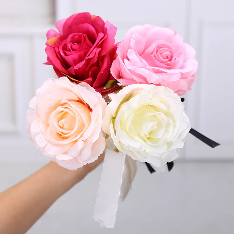 Rose Ballpoint Pen Creative Gifts Bow DIY Artificial Flowers Advertising Wedding Writing Pen for Rewards Party Favor Office