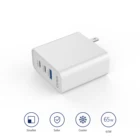 Tech Cirtek Amazon Hot Sale Safety Gan Power Tech 65W Fast Charger 3 Port Mobile Phone USB Wall Charger