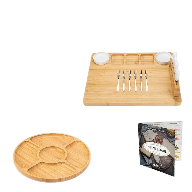 Bamboo cheese board with cutlery set cheese plate wooden chopping blocks 13 piece set