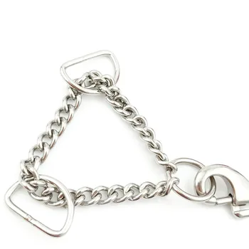 Wholesale Stainless Steel Metal Collar Dog Chain Choke Metal Circle Ring Martingale Adjustable Half Check Nickel Plated Collar
