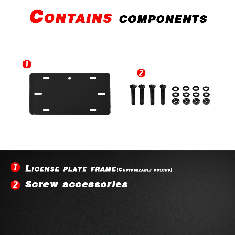 Silicone License Plate Holder Mounting Hardware Screws Caps License Plate Frames details