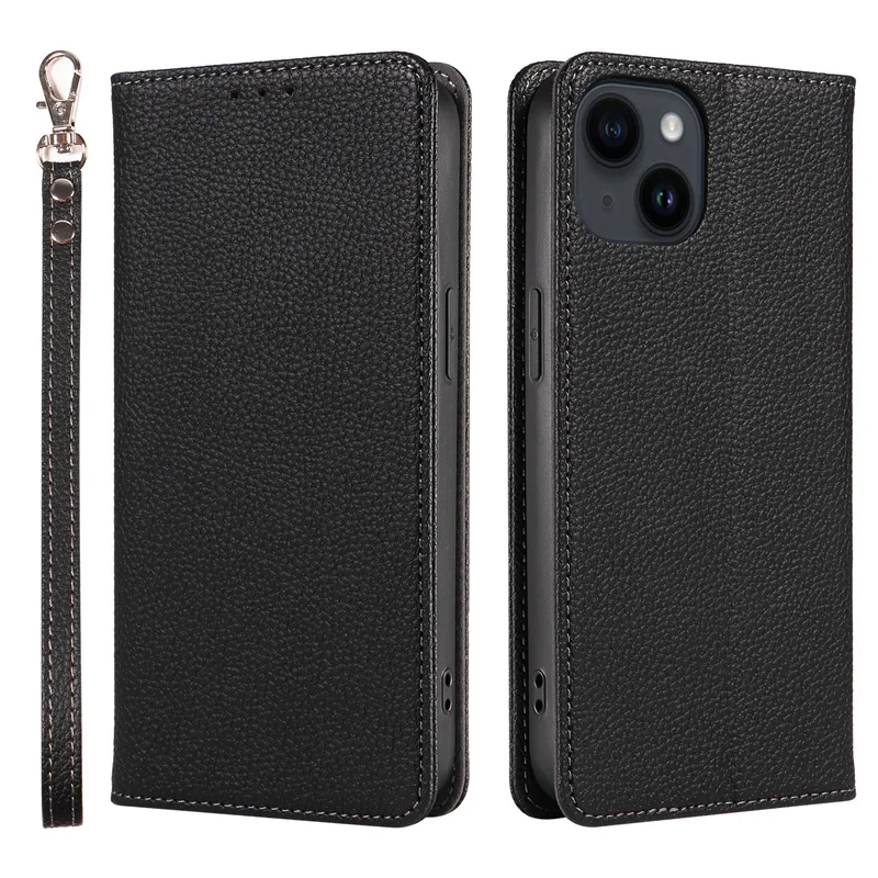 Lychee Pattern Leather Phone Case For iPhone 15 Pro Max Luxury Flip Wallet PU Leather Mobile Cover For Samsung S24 Ultra A34 A54