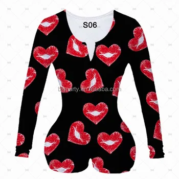 Onesie Valentine's Day Pj Pjs Red Sexy Adult Woman Onesie Long women onesie pijamas invierno Bulk 2021