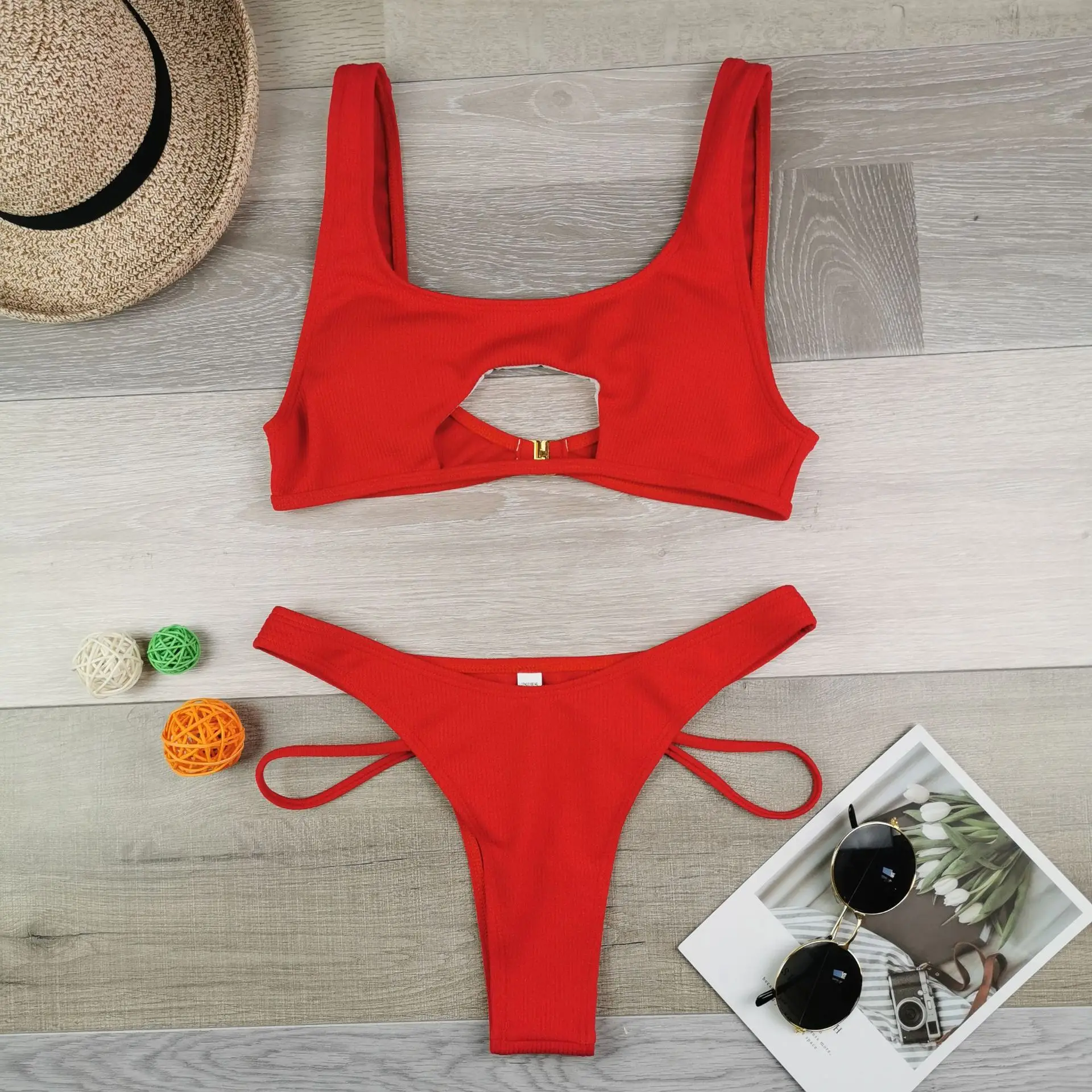 Custom Eco Friendly Balconette Swimwear Ruched Top Women Sexy Bathing