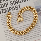Jewelry Steel Popular Hip Hop Jewelry Gold Plating Stainless Steel Miami Cuban Link Chains Bracelet
