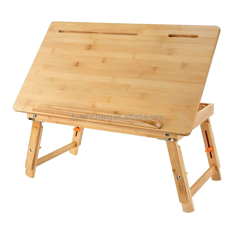 product drawing table laptop desk adjustable drafting desk foldable bamboo bed tray with tablet slot-5