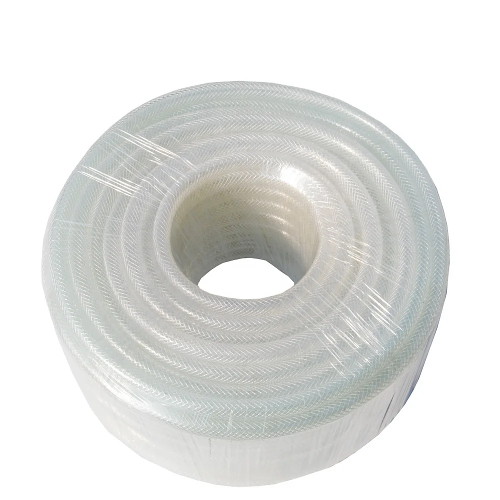 Reinforced Pipe Tube Clear PVC Braided Hose Oil / Water / Gases Food Grade 