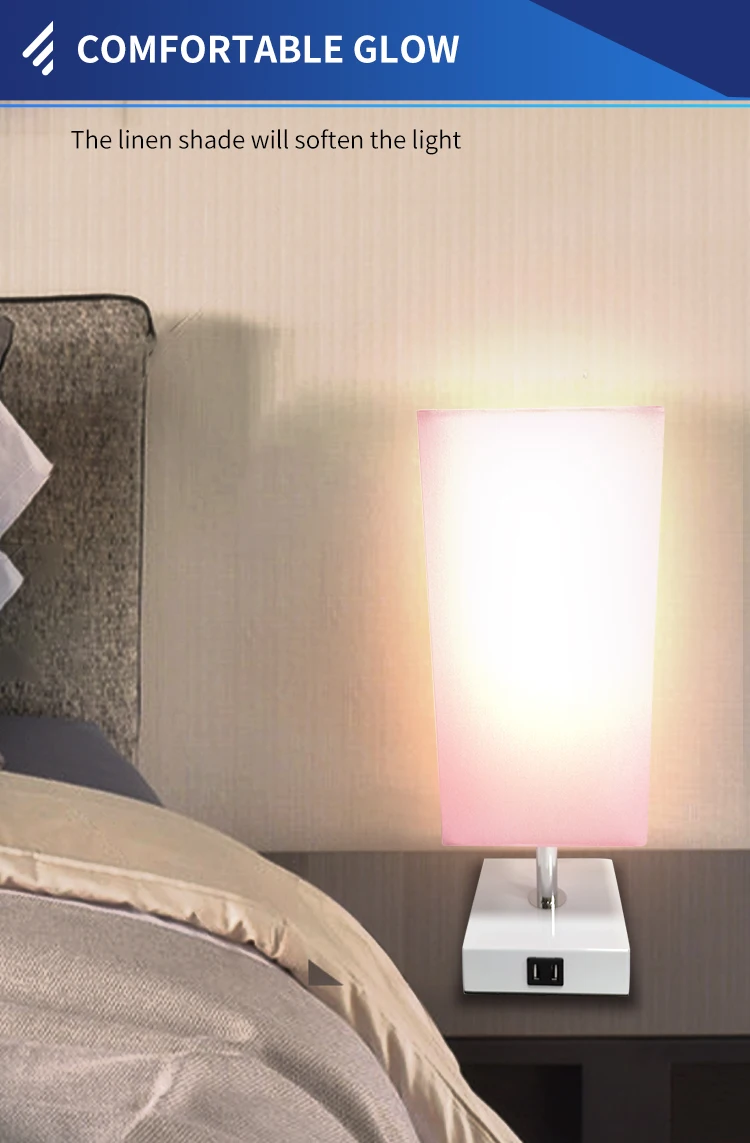 USB linen table lamp is suitable for hotel decoration room bedside table lamp