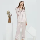 Long Custom Satin Sleep Wear 100% Pure Silk Pyjamas Set Women Silk Pajamas With Long Sleeves And Long Pants